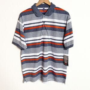 Red Rhino Blue Orange Stripes XL Short Sleeve Men Polo Shirt Brand New